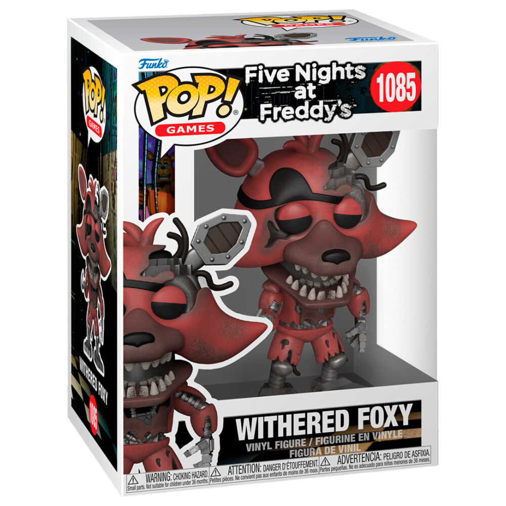 Figurine POP Withered Foxy de Five Nights at Freddy's vue de face avec détails usés et expression menaçante