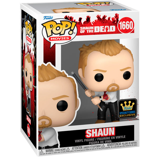 Emballage cadeau de la figurine Funko POP Shaun of the Dead avec design coloré et logo officiel