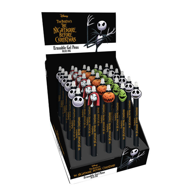 Gros plan sur la pointe effaçable du stylo Disney Nightmare Before Christmas, montrant la facilité de correction des erreurs.