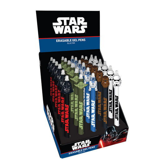 Stylo effaçable Star Wars avec un design représentant un personnage emblématique de la saga, idéal pour les jeunes fans et les collectionneurs.