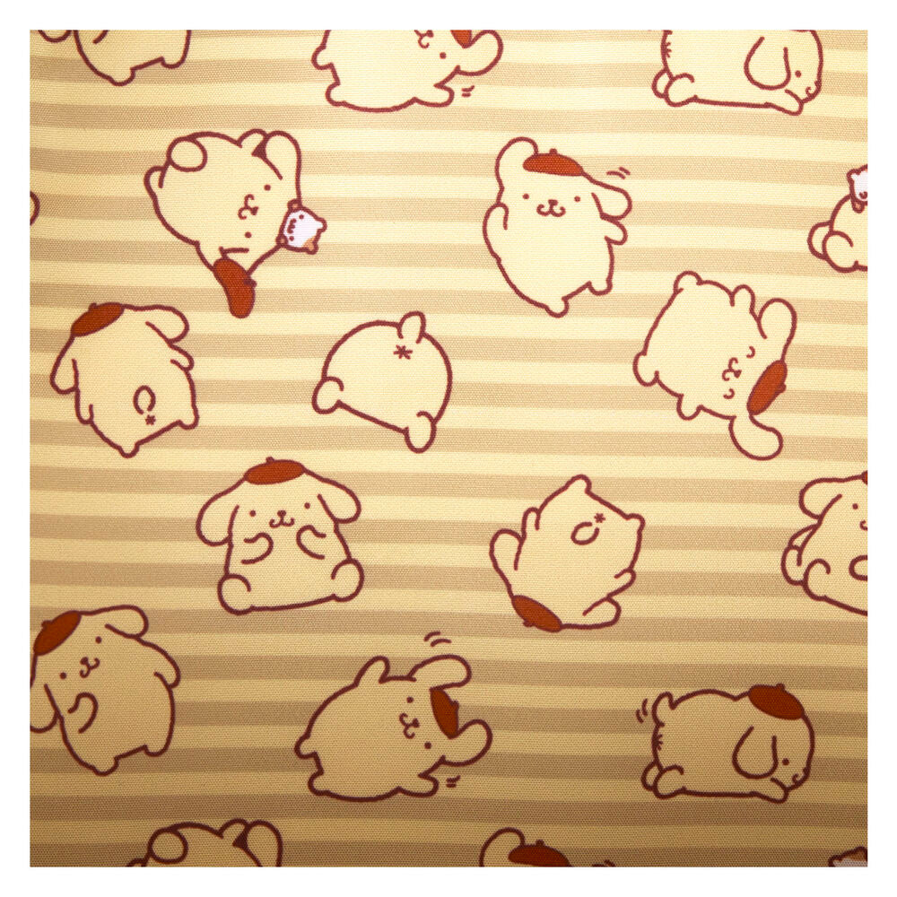 Sac à dos Loungefly Hello Kitty Pompompurin porté sur le dos montrant son style et sa taille