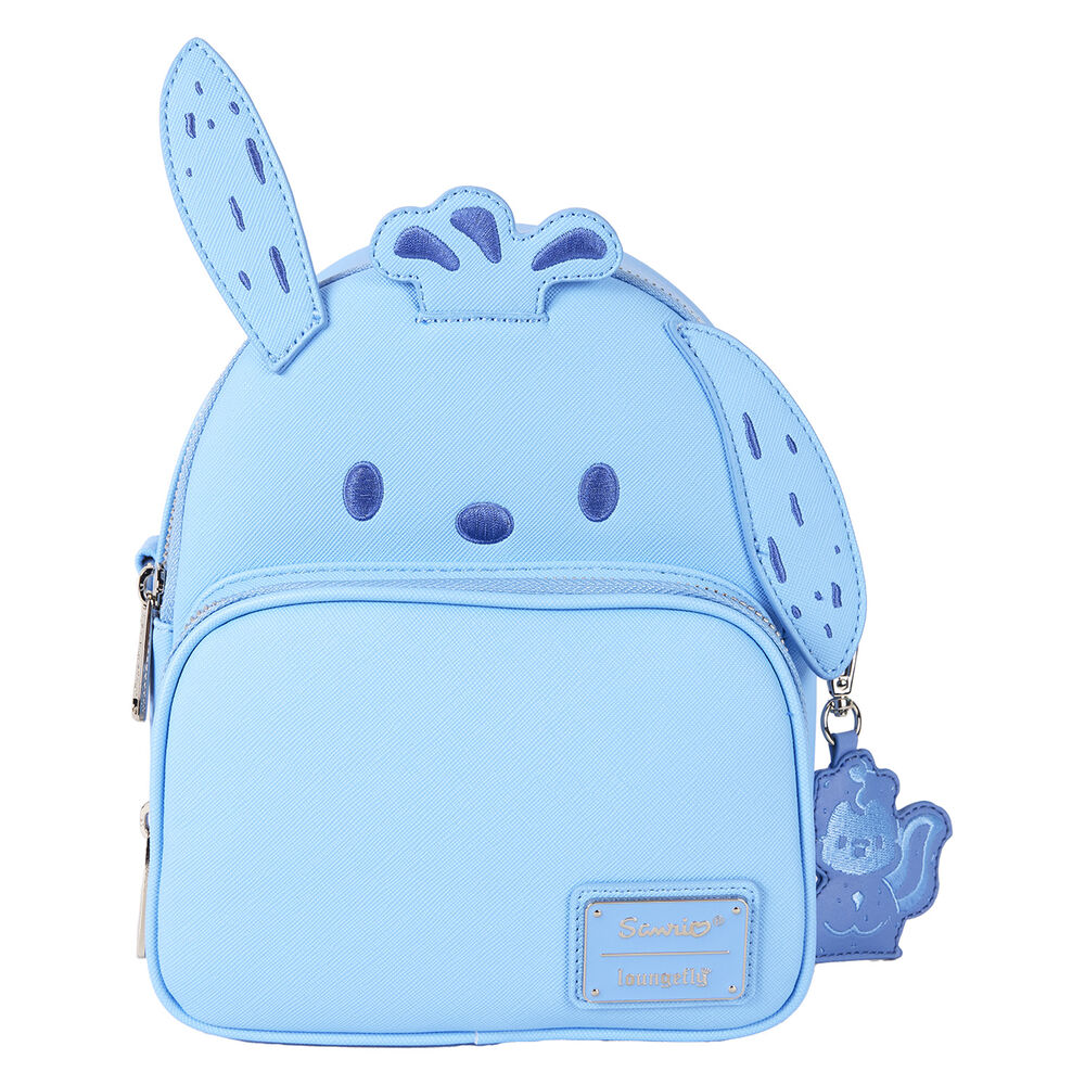 Sac à dos Loungefly Hello Kitty Pochacco vue de face avec détails brodés et appliqués en simili cuir