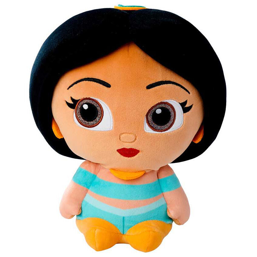 Peluche Jasmine Disney Aladdin de 25cm vue de face avec ses vêtements colorés et ses détails soignés