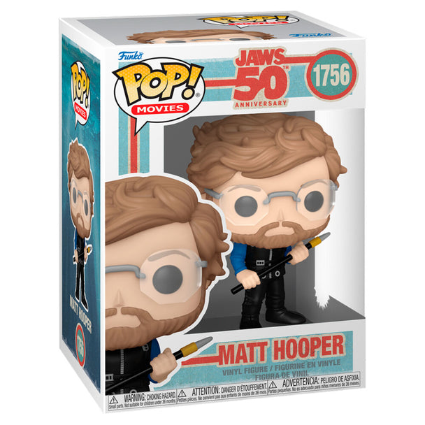 Figurine Funko POP Matt Hooper de 9 cm en vinyle dans sa boîte cadeau, vue de face