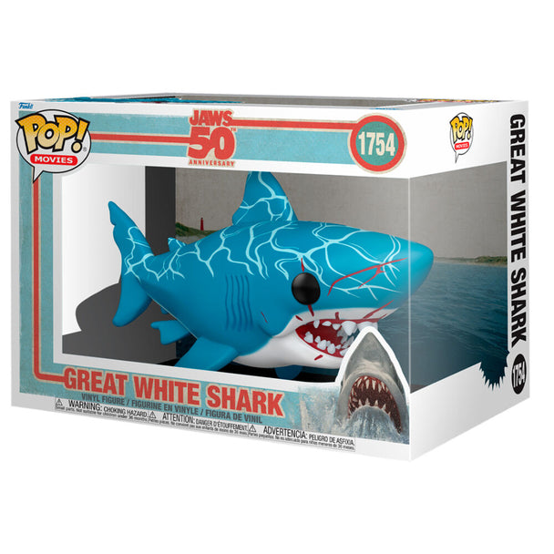 Figurine POP Super Jaws Great White Shark FUNKO vue de face avec détails du grand requin blanc