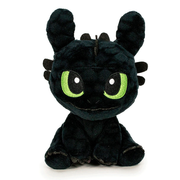 Peluche Toothless de 45cm avec yeux ouverts, vue de face, marque PLAY BY PLAY