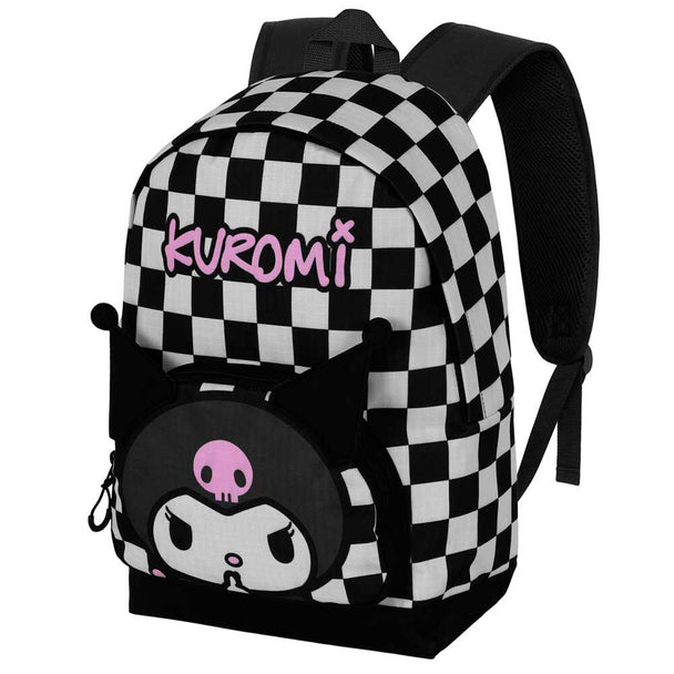 Détail des bretelles rembourrées et ajustables du sac à dos Kuromi Hello Kitty