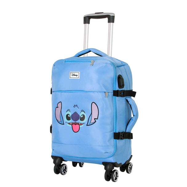 Valise trolley Disney Stitch de face affichant le motif coloré et dimensions 55cm