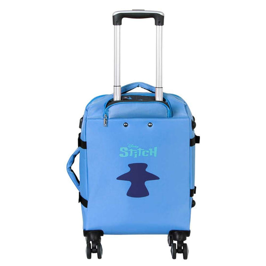 Détail du port de chargement mobile et du cadenas de sécurité intégrés sur la valise Stitch