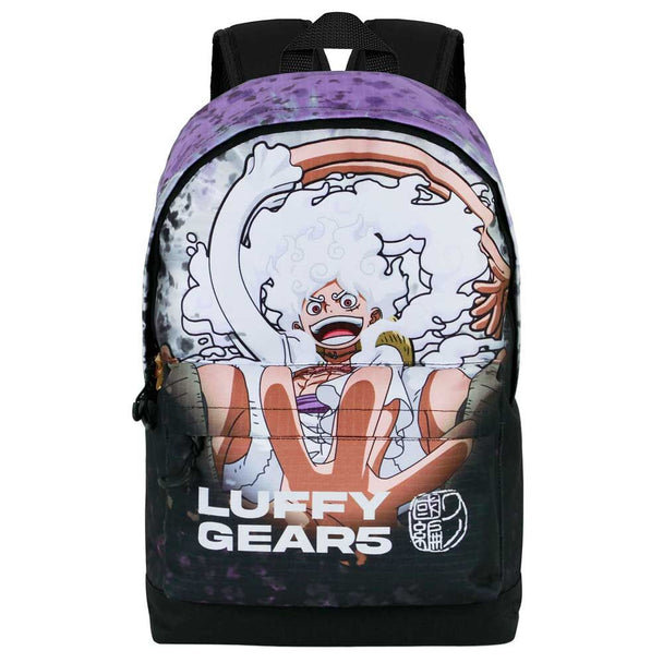 Vue avant du sac à dos Luffy Gear 5 One Piece 44 cm avec design coloré et logo KARACTERMANIA