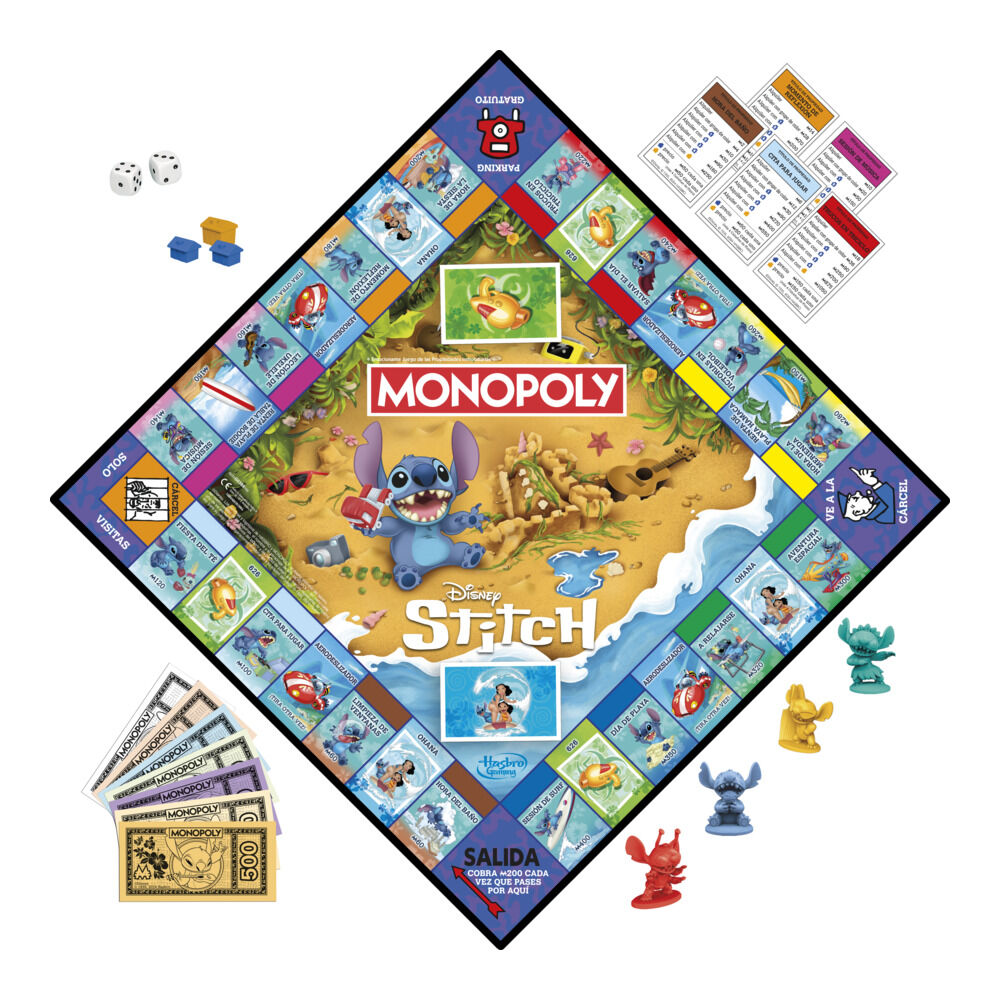 Pions de jeu représentant les personnages Disney Stitch, prêts à jouer