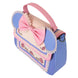 Image du sac Loungefly Disney Minnie Floral ouvert avec la doublure intérieure assortie visible