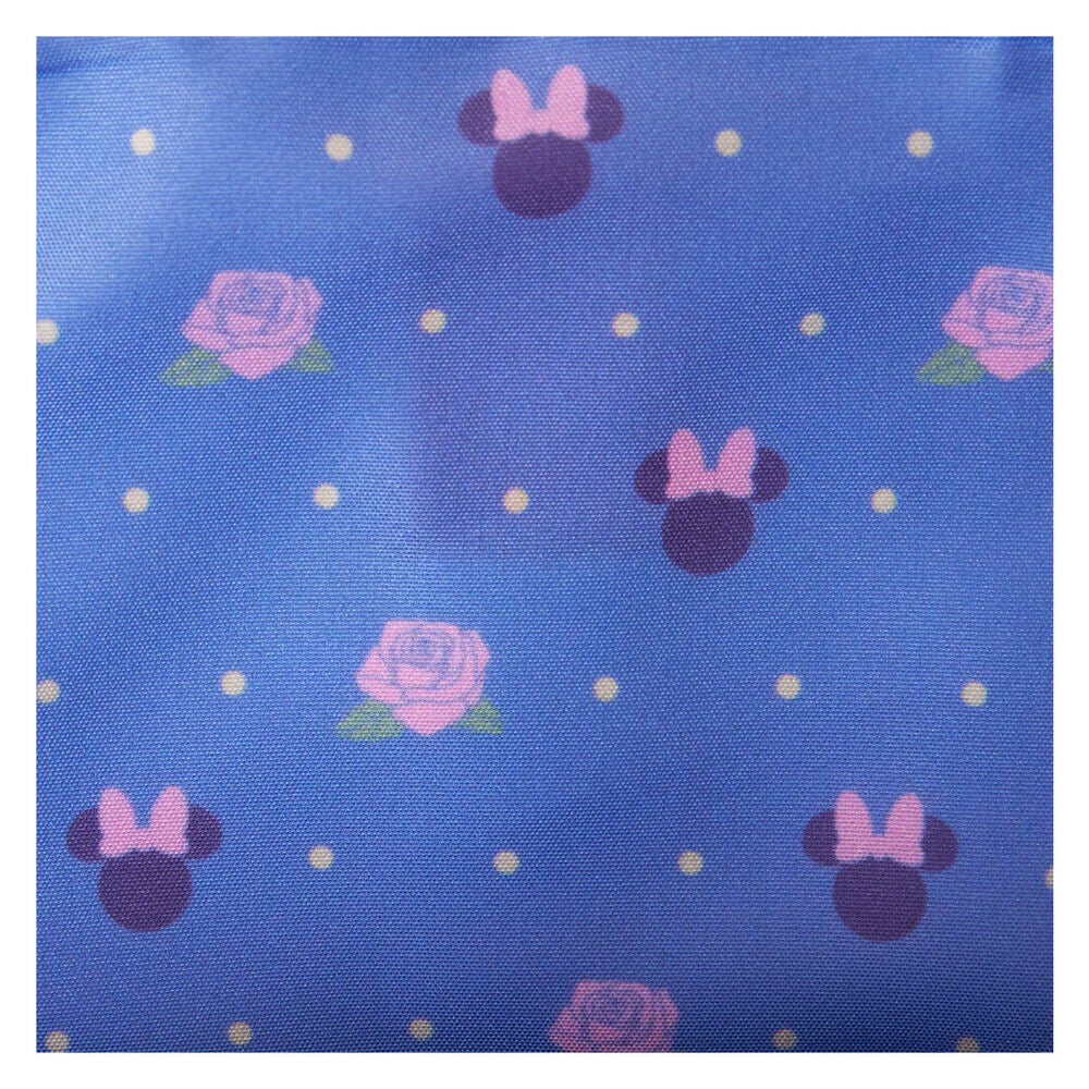 Vue arrière du sac Loungefly Disney Minnie Floral montrant les coutures et la qualité du cuir synthétique