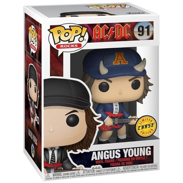 Boîte vitrine de la figurine Funko POP Angus Young avec design original AC/DC