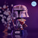 Carte d'art Star Wars exclusive accompagnant la figurine POP Mandalorian avec Grogu, illustration colorée