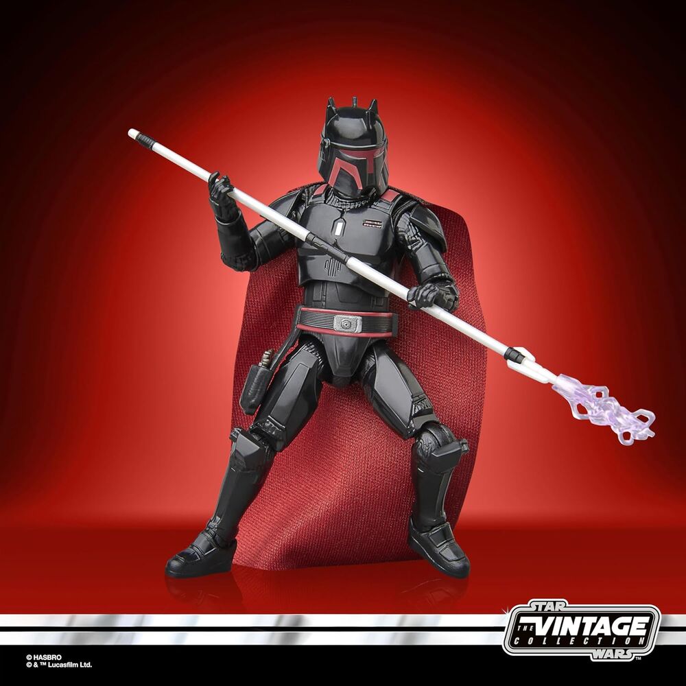 Vue latérale de la figurine Star Wars mettant en avant l'armure Dark Trooper