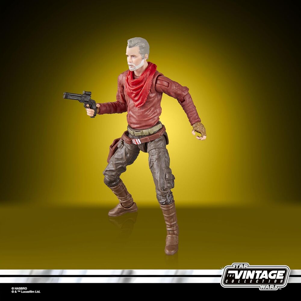 Figurine Cobb Vanth en position dynamique tenant le blaster long dans la main droite