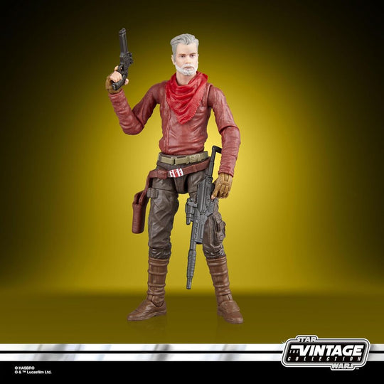 Ensemble complet avec la figurine Cobb Vanth et ses deux blasters sur fond neutre blanc