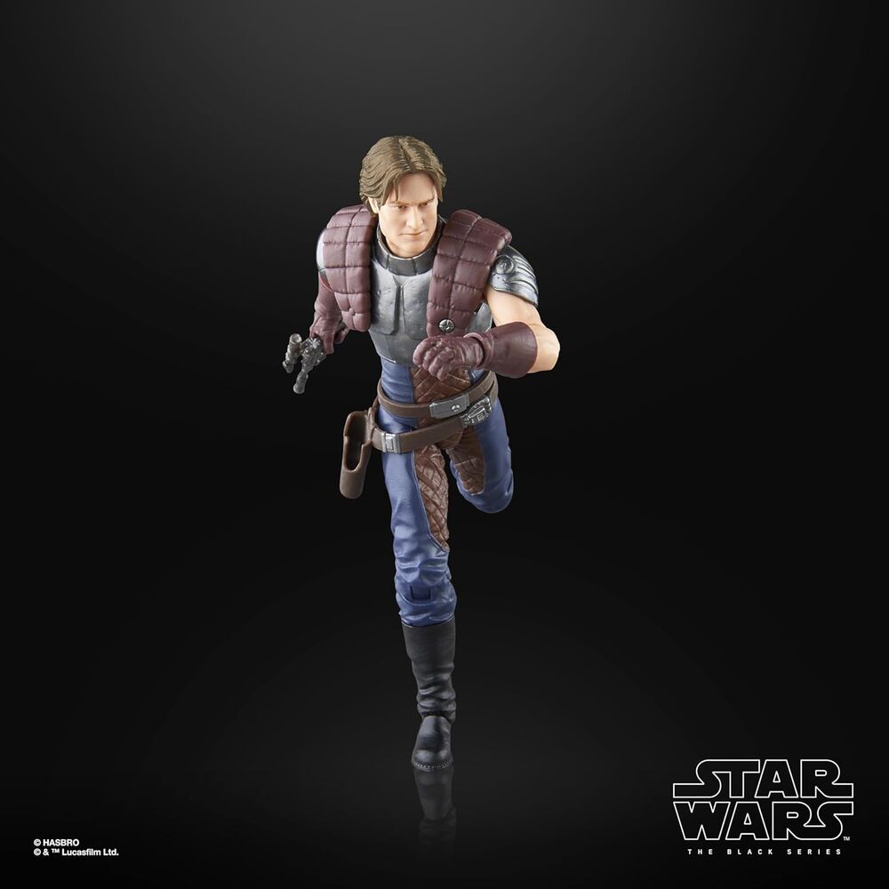 Vue arrière de la figurine Dash Rendar mettant en avant les détails du costume