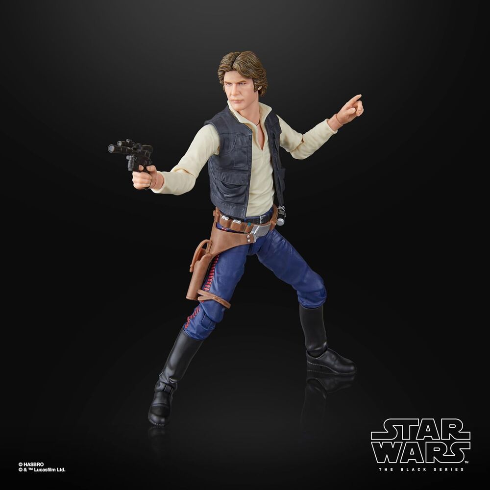 Vue latérale de la figurine Han Solo 15cm montrant l'articulation des bras et des jambes