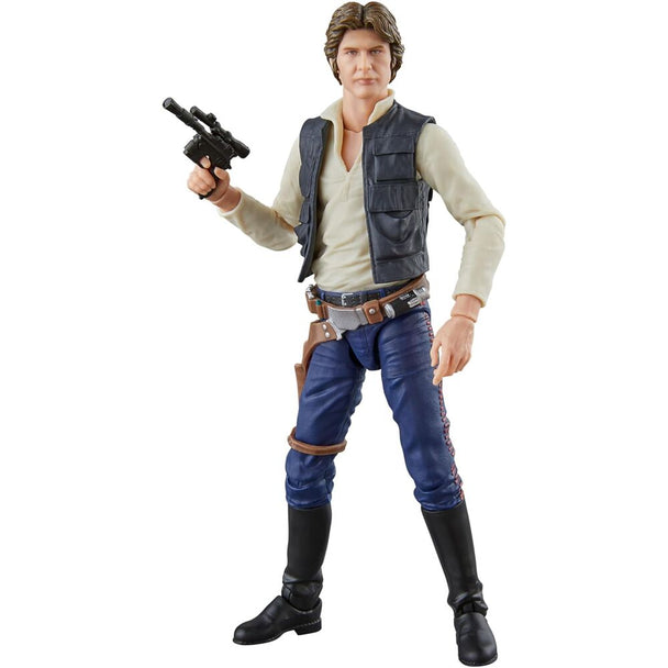 Figurine articulée Han Solo 15cm de la Black Series Star Wars A New Hope vue de face avec son blaster