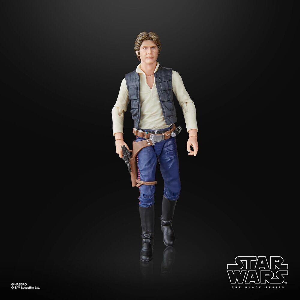 Packaging officiel HASBRO de la figurine Han Solo 15cm Star Wars A New Hope avec illustrations