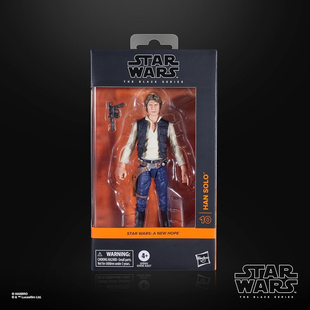 Détail du visage réaliste de la figurine Han Solo 15cm HASBRO avec expression déterminée