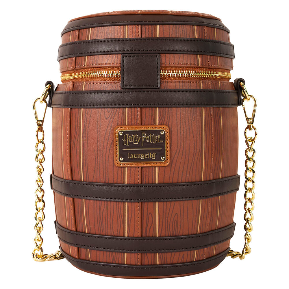 Zoom sur les coutures renforcées du sac épaule Butterbeer Loungefly pour une meilleure résistance