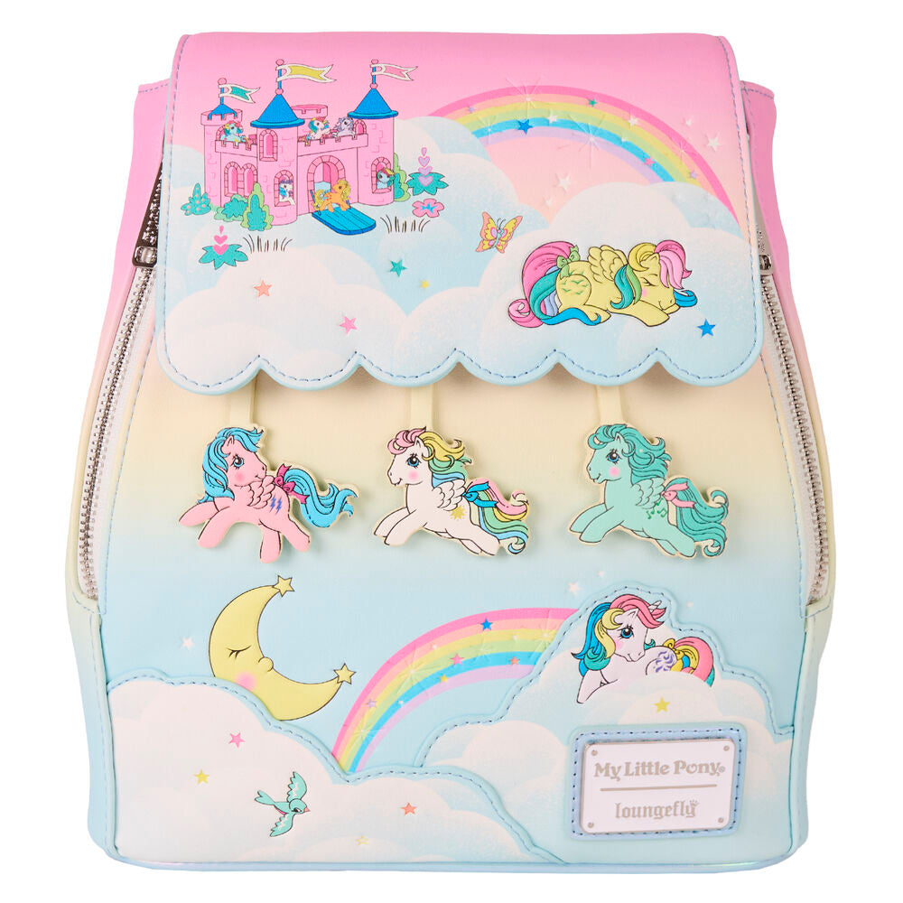 Vue avant du sac à dos Loungefly My Little Pony avec design coloré et logo officiel