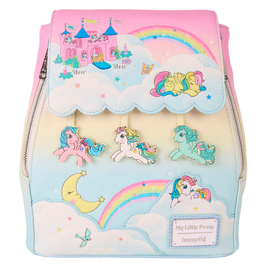 Vue avant du sac à dos Loungefly My Little Pony avec design coloré et logo officiel