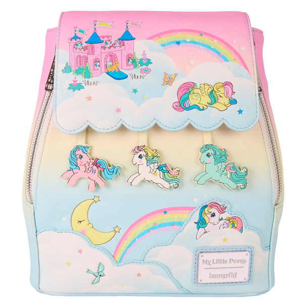 Vue avant du sac à dos Loungefly My Little Pony avec design coloré et logo officiel