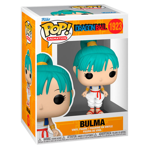 Vue détaillée de la figurine Funko POP Bulma Dragon Ball avec ses couleurs vives et son design fidèle