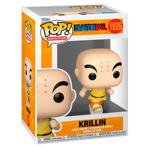 Vue rapprochée de la figurine Funko POP Krillin Dragon Ball montrant les détails du visage et costume