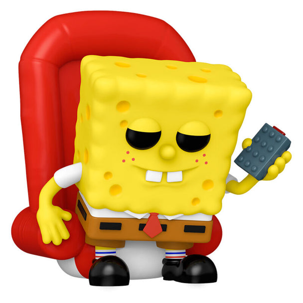 Vue rapprochée de la figurine SpongeBob SquarePants POP Premium montrant les détails colorés et le design vinyle