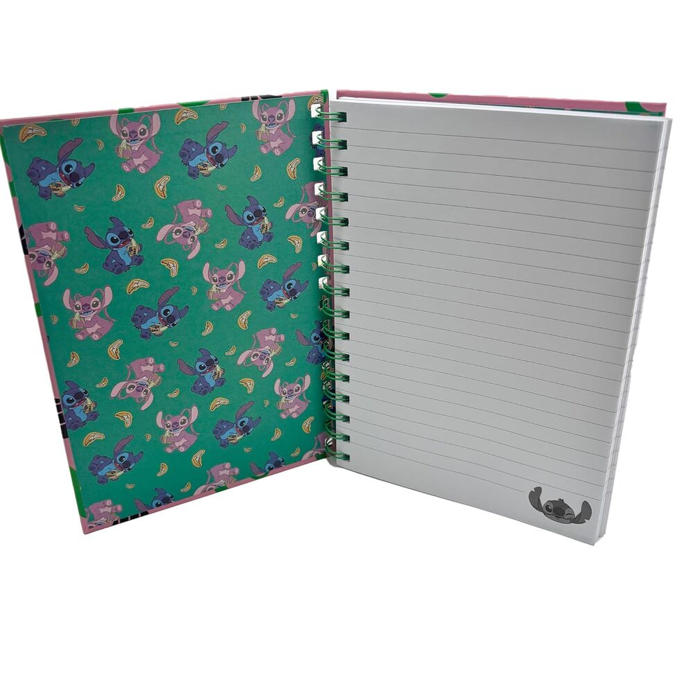 Couverture du cahier A5 Disney Stitch avec illustration colorée du personnage Stitch sur fond bleu