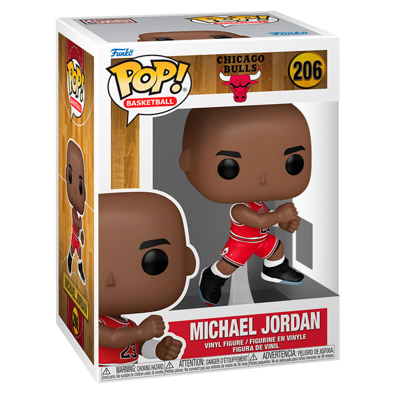 Vue rapprochée de la figurine Funko POP Michael Jordan avec détails précis sur le maillot et le visage.