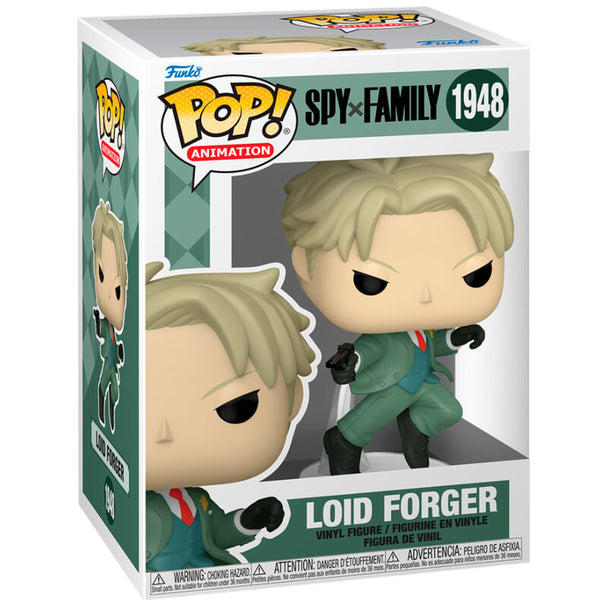 Détail de la figurine Funko POP Loid Forger, mettant en avant les couleurs et le design fidèle au personnage