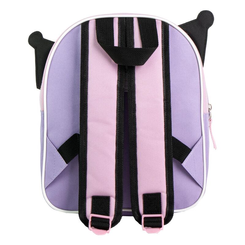Sac à dos enfant Hello Kitty Kuromi 3D par CERDÁ, vue latérale montrant les bretelles ajustables