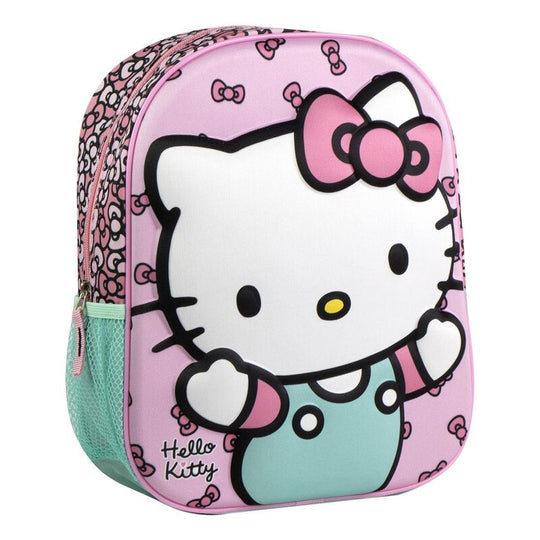Sac à dos Hello Kitty 3D CERDÁ, vue de face, montrant le design détaillé du personnage et la qualité des matériaux.