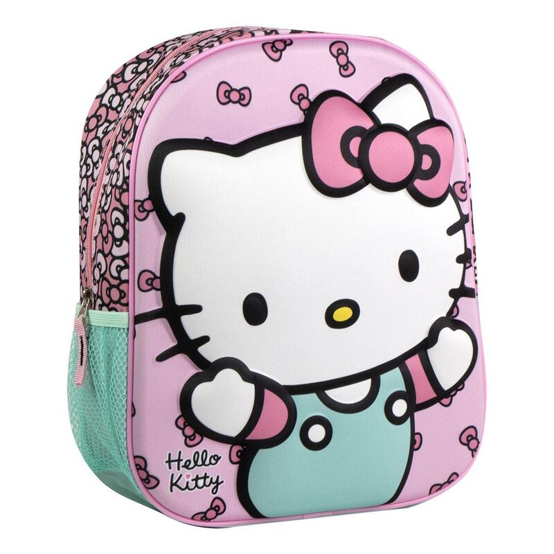Sac à dos Hello Kitty 3D CERDÁ, vue de face, montrant le design détaillé du personnage et la qualité des matériaux.