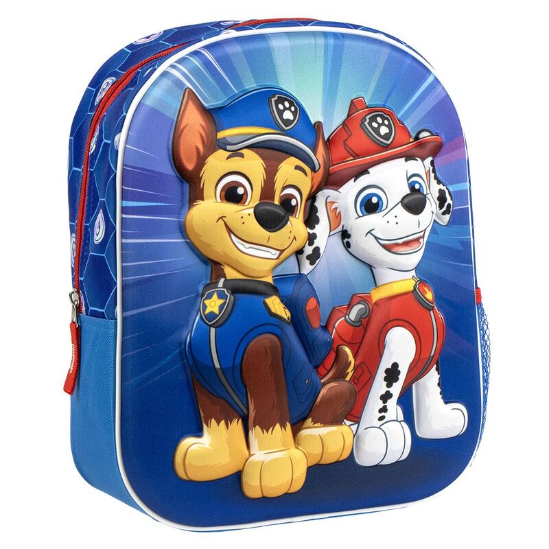 Sac à dos 3D Paw Patrol CERDÁ en polyester et EVA, dimensions 25x31x10 cm, vue avant avec personnages colorés