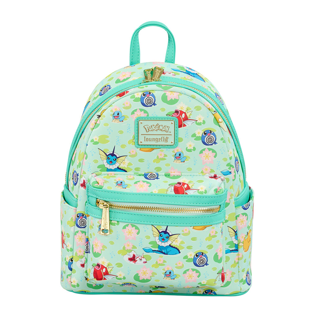 Vue avant du sac à dos Loungefly Pokémon type Eau avec motifs détaillés de créatures aquatiques