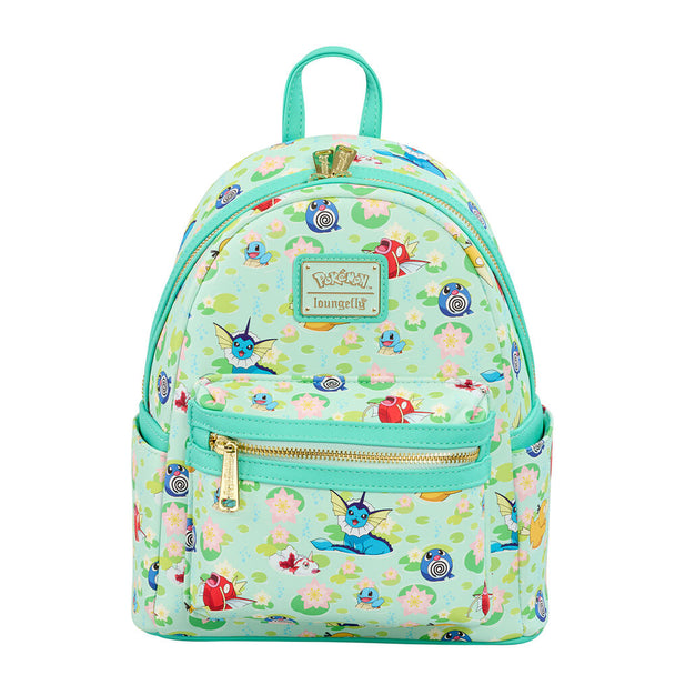 Vue avant du sac à dos Loungefly Pokémon type Eau avec motifs détaillés de créatures aquatiques