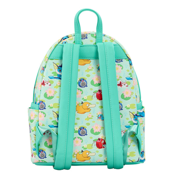 Zoom sur la fermeture éclair et les détails du sac à dos Loungefly Pokémon type Eau
