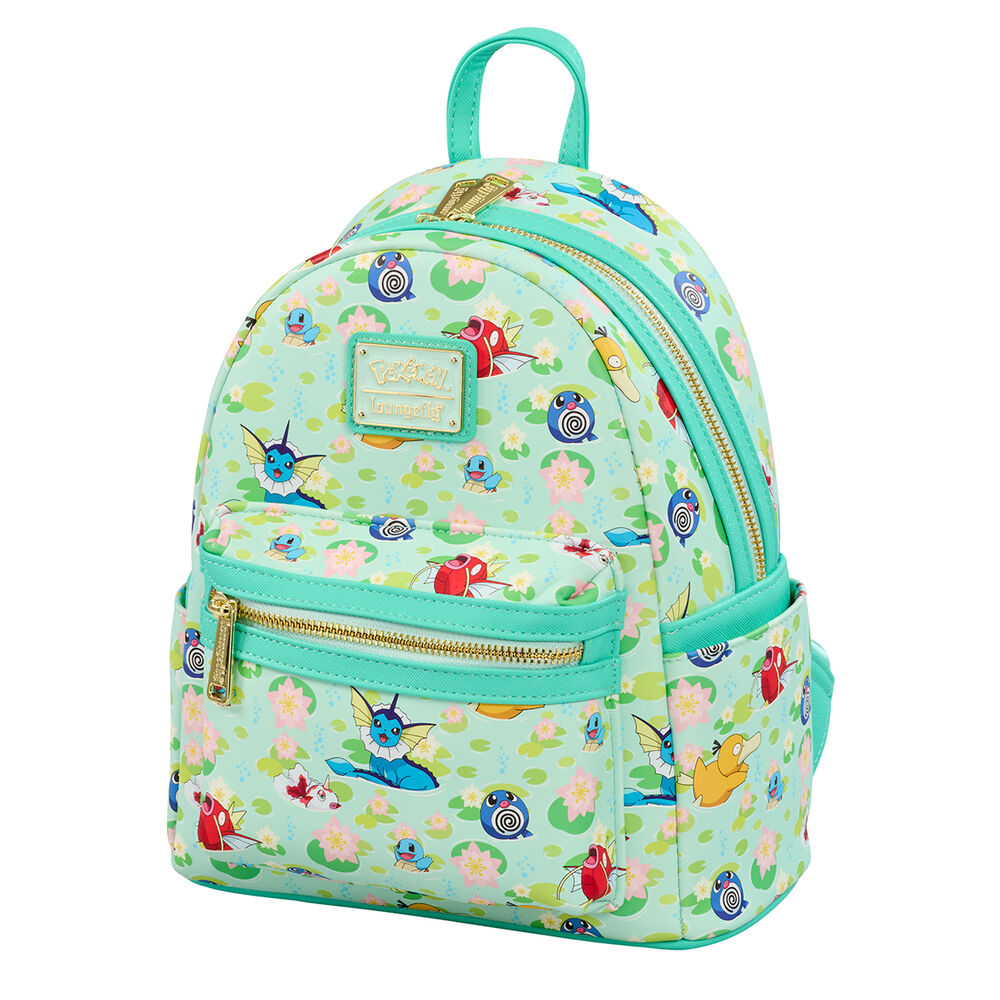 Dos du sac à dos Loungefly Pokémon type Eau montrant les bretelles ajustables et rembourrées