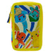 Vue de face de la trousse Pokémon triple compartiments avec fermeture éclair et design coloré