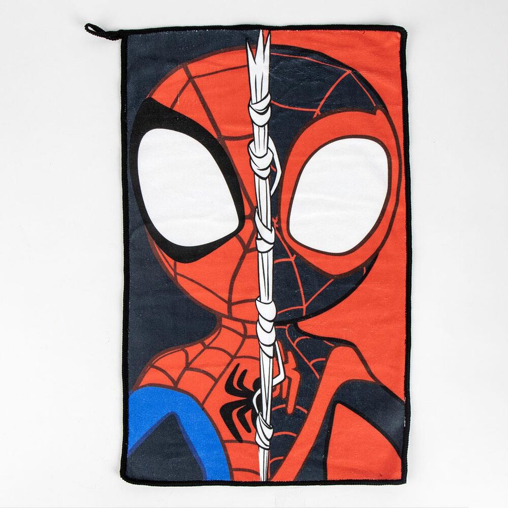 Vue latérale montrant la profondeur de 8 cm de la trousse de toilette Marvel Spidey Amazing Friends