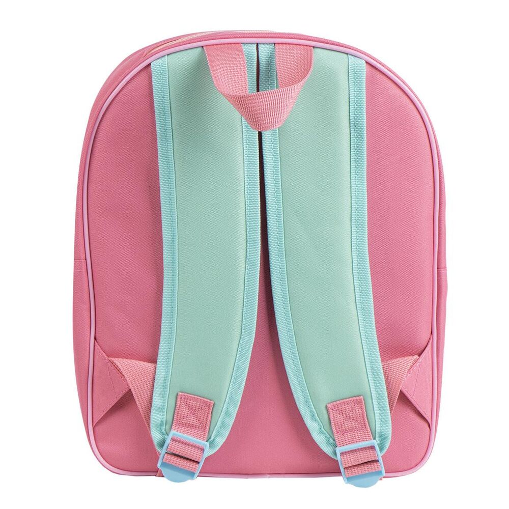 Sac à dos Hello Kitty 30cm CERDÁ, vue latérale, mettant en évidence la taille compacte et la profondeur du sac, idéal pour transporter des affaires scolaires ou des jouets.