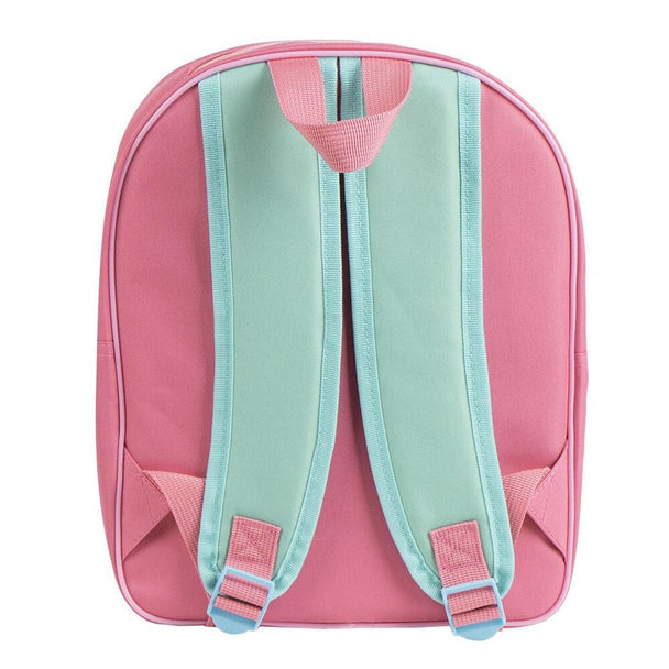 Sac à dos Hello Kitty 30cm CERDÁ, vue latérale, mettant en évidence la taille compacte et la profondeur du sac, idéal pour transporter des affaires scolaires ou des jouets.