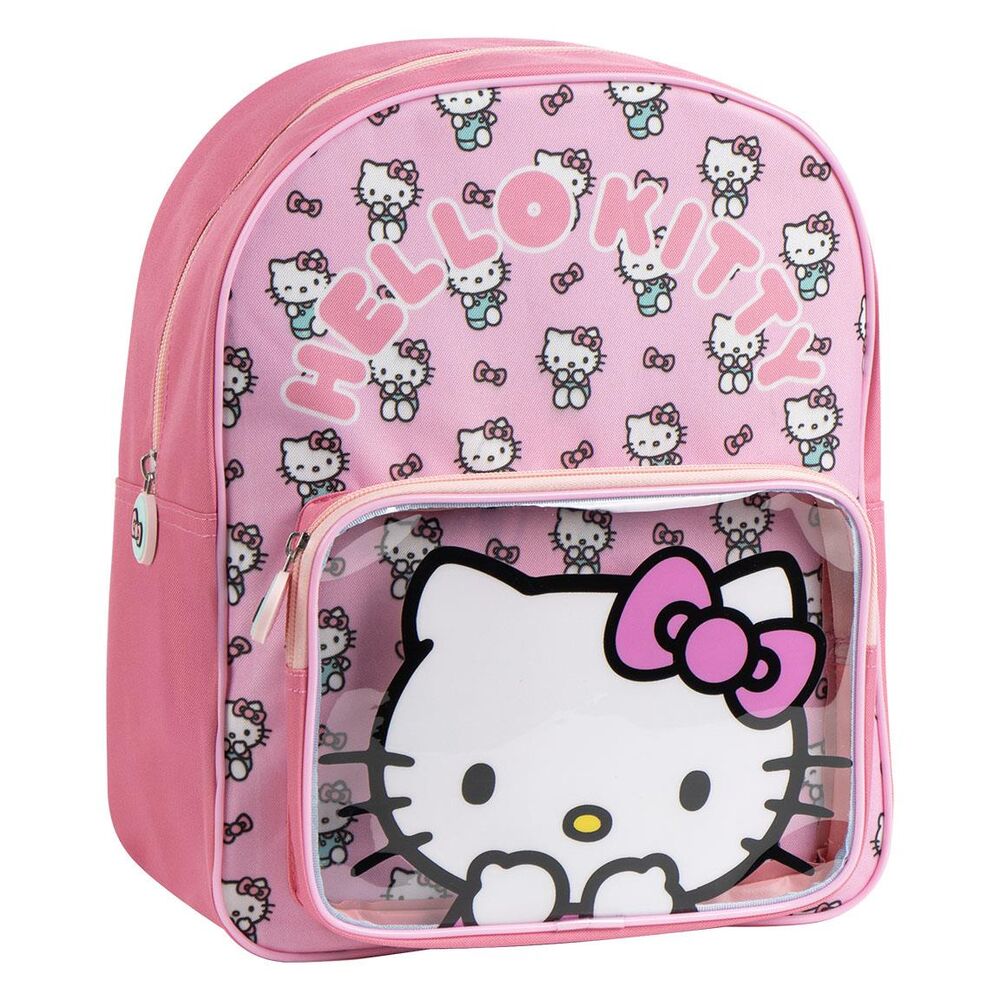 Sac à dos Hello Kitty 30cm CERDÁ, vue de face, montrant le design adorable avec Hello Kitty et des détails colorés, parfait pour les enfants.